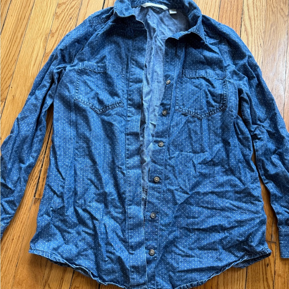 LC Lauren Conrad Polka Dot Chambray Shirt